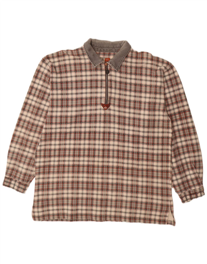 Take Five Polo à manches longues pour homme XL en coton à carreaux multicolores