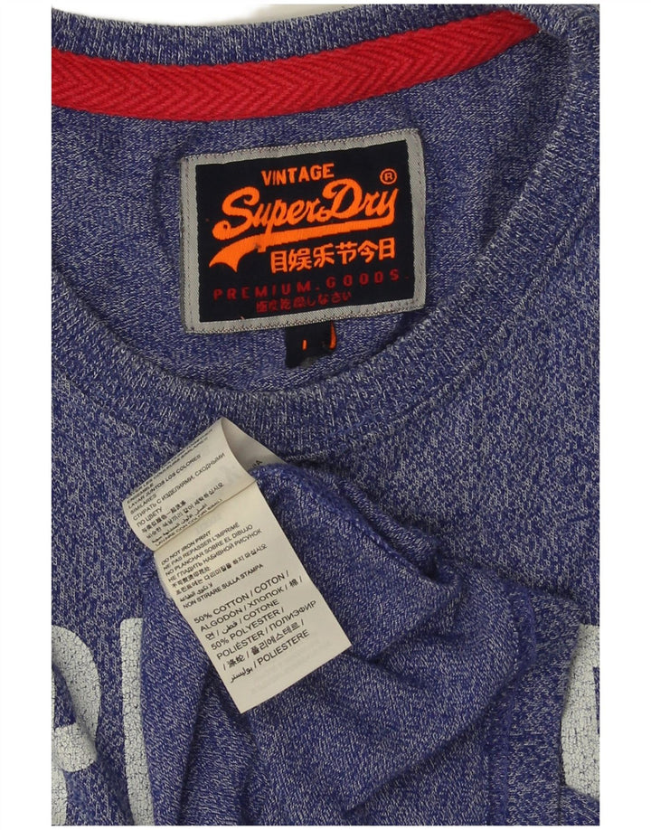 SUPERDRY Homme T-Shirt Graphique Haut Large Bleu Moucheté Coton