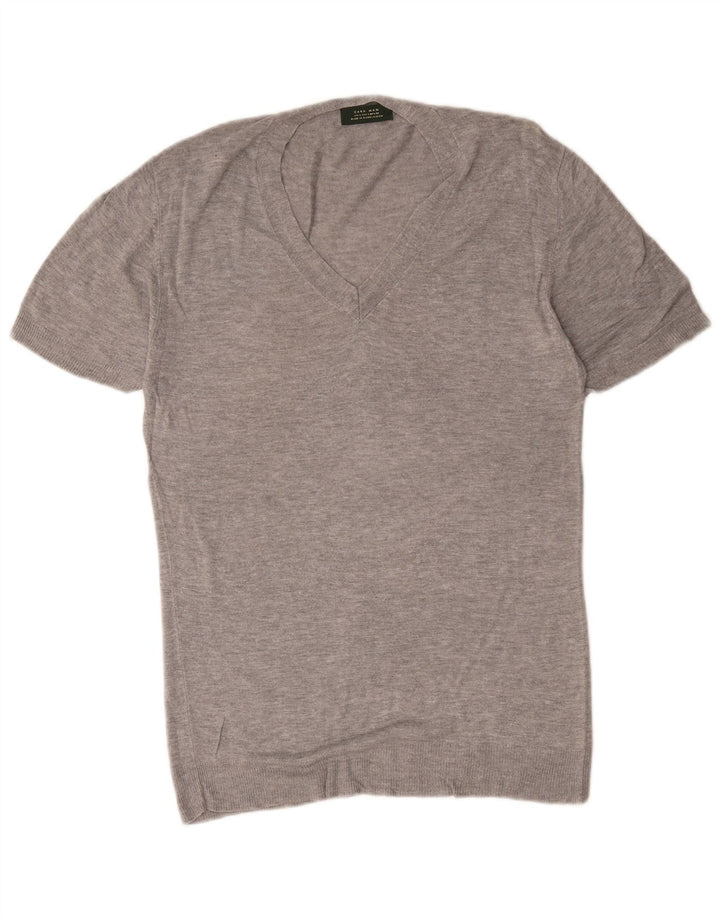 Zara T-Shirt Homme Top Large Gris Moucheté