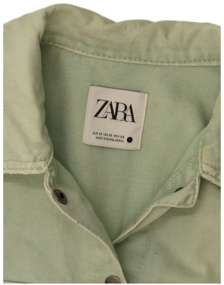 Zara Veste en jean surdimensionnée pour femme UK 6 XS Vert