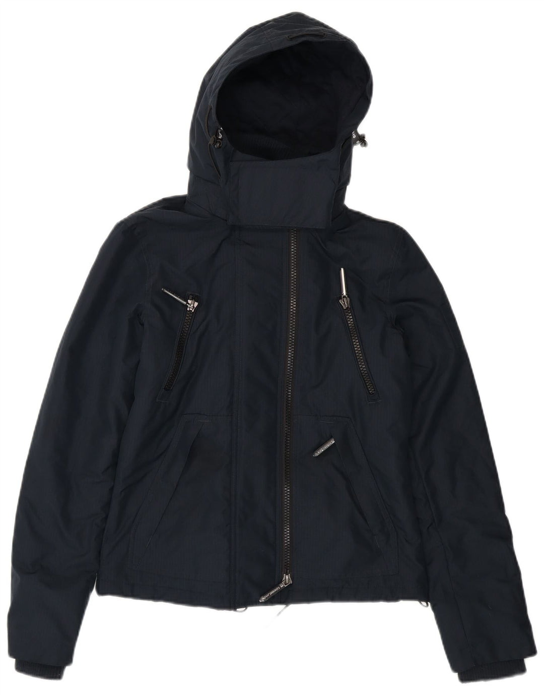 SUPERDRY Veste coupe-vent à capuche graphique pour femme UK 8 Small Bleu marine