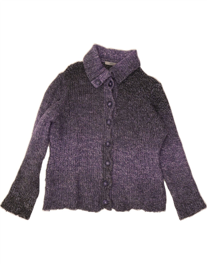 MARKS & SPENCER Womens Cardigan Sweater UK 14 Medium Purple Tie Dye Wool Vintage Marks & Spencer and Second-Hand Marks & Spencer from Messina Hembry 