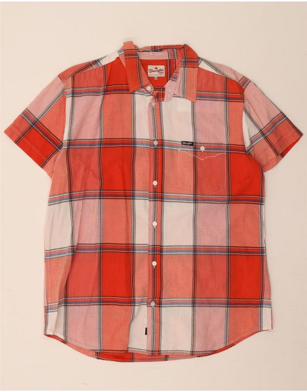 Wrangler Chemise à manches courtes pour homme Coupe classique XL Rouge à carreaux en coton
