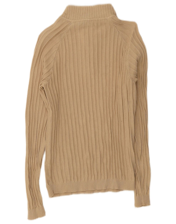 Trussardi Jeans Pull col zippé pour femme UK 16 Large Beige Coton