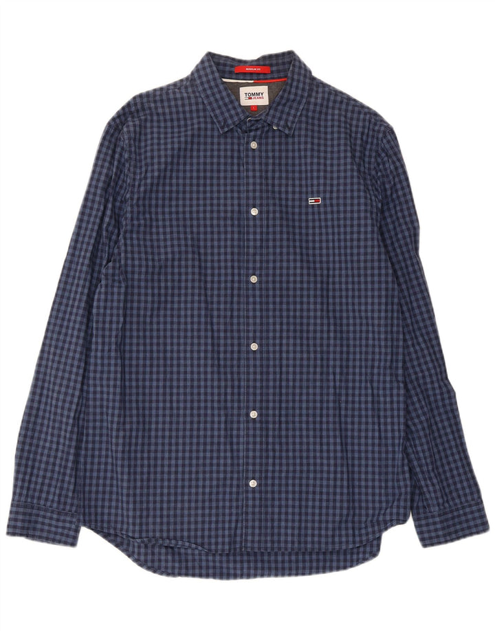 Tommy Hilfiger Chemise coupe classique pour homme en coton vichy bleu marine