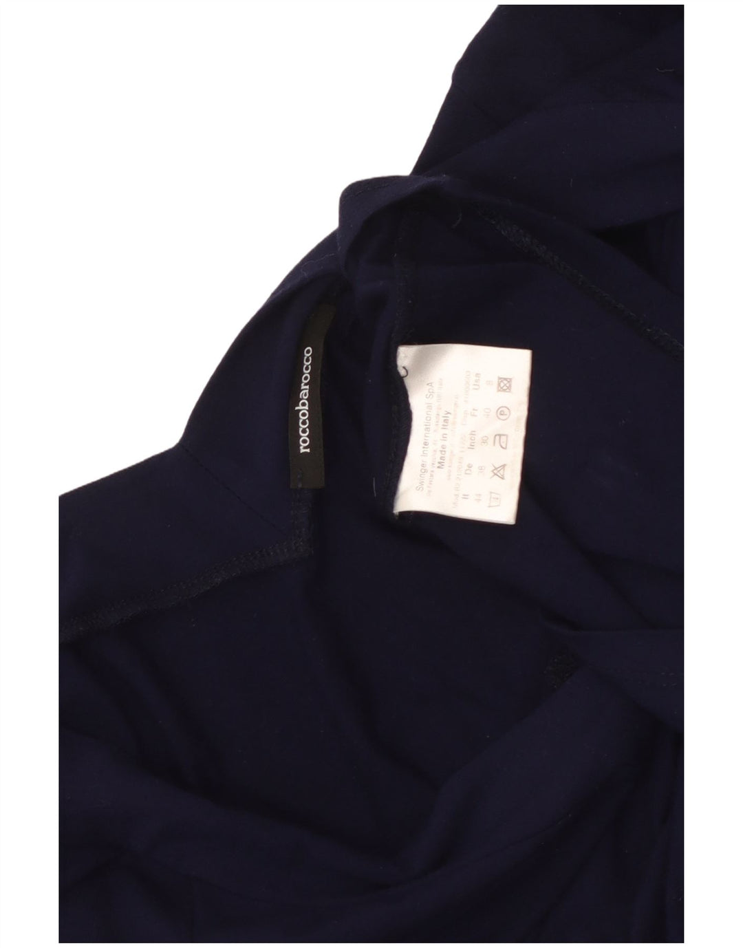 ROCCOBAROCCO Femmes Crop Top Manches Longues US 8 Moyen Bleu Marine Viscose