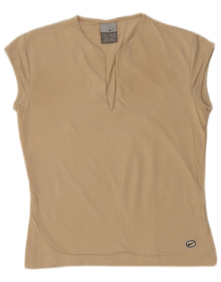 NIKE T-shirt court pour femme UK 10/12 Beige moyen
