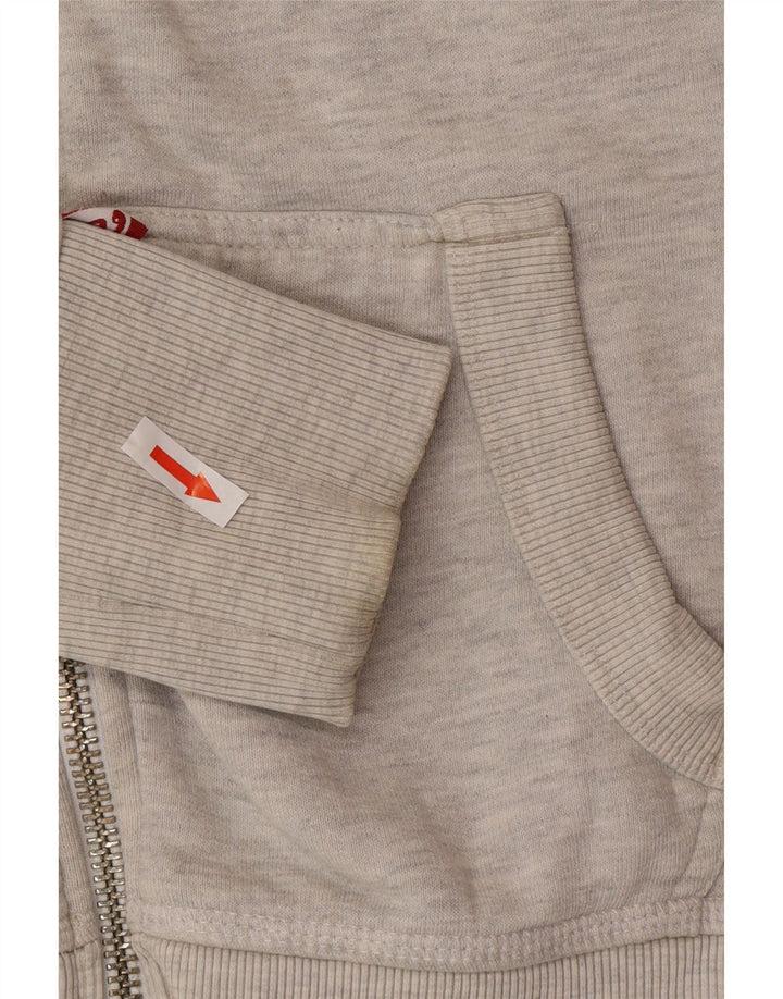 Superdry Pull à capuche zippé graphique pour femme UK 14 Coton gris moyen