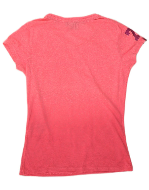 Superdry Femme T-Shirt Graphique Top UK 8 Petit Rose Tie Dye Polyester