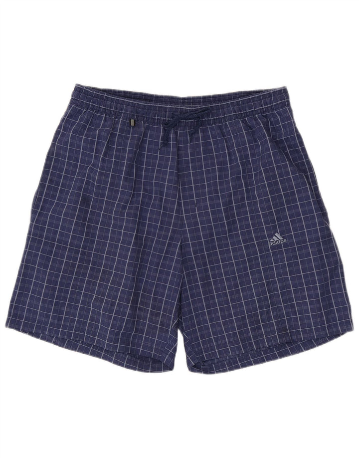 ADIDAS Short de bain pour homme en polyester à carreaux bleus
