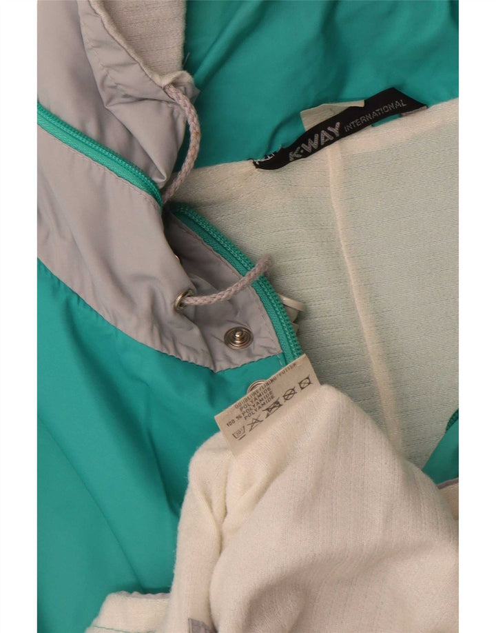 K-Way Veste de pluie à capuche pour homme UK 40 Large Turquoise Colourblock Polyamide