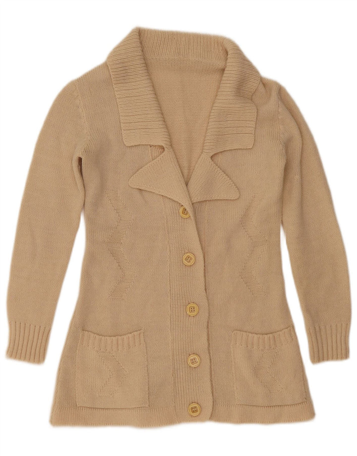 vintage Femme Cardigan Pull UK 12 Moyen Off White