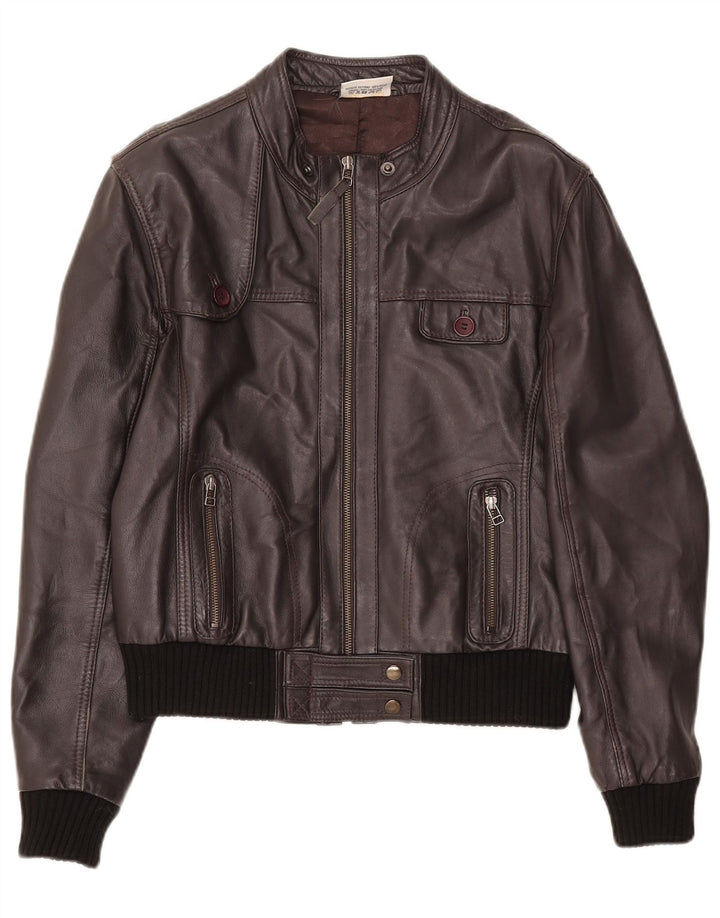 In Extenso Veste en cuir bomber pour femme UK 18 XL Marron