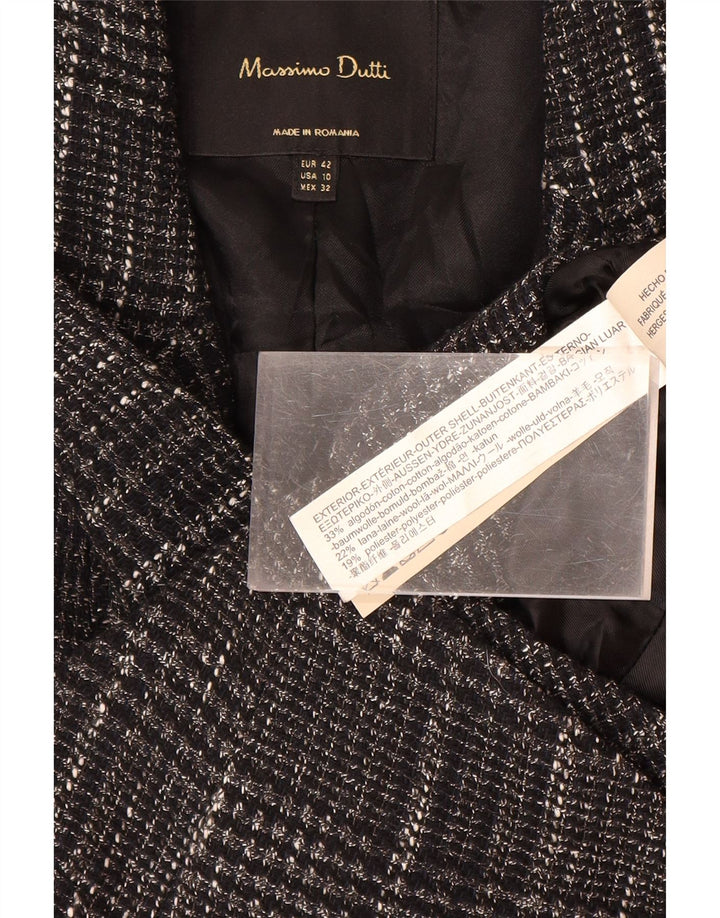 MASSIMO DUTTI Veste Blazer Femme EU 42 Grand Gris à Carreaux Coton