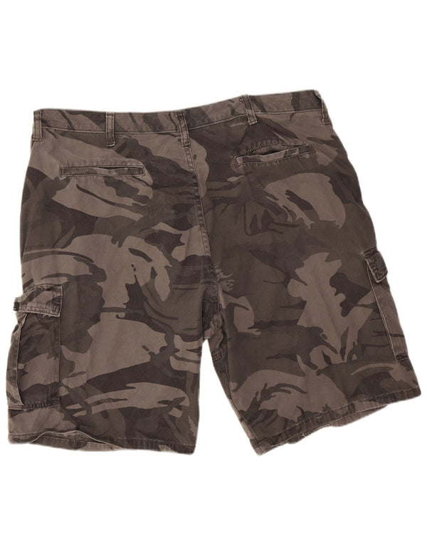 vintage Mens Regular Fit Cargo Shorts W40 XL Gris Camouflage Coton