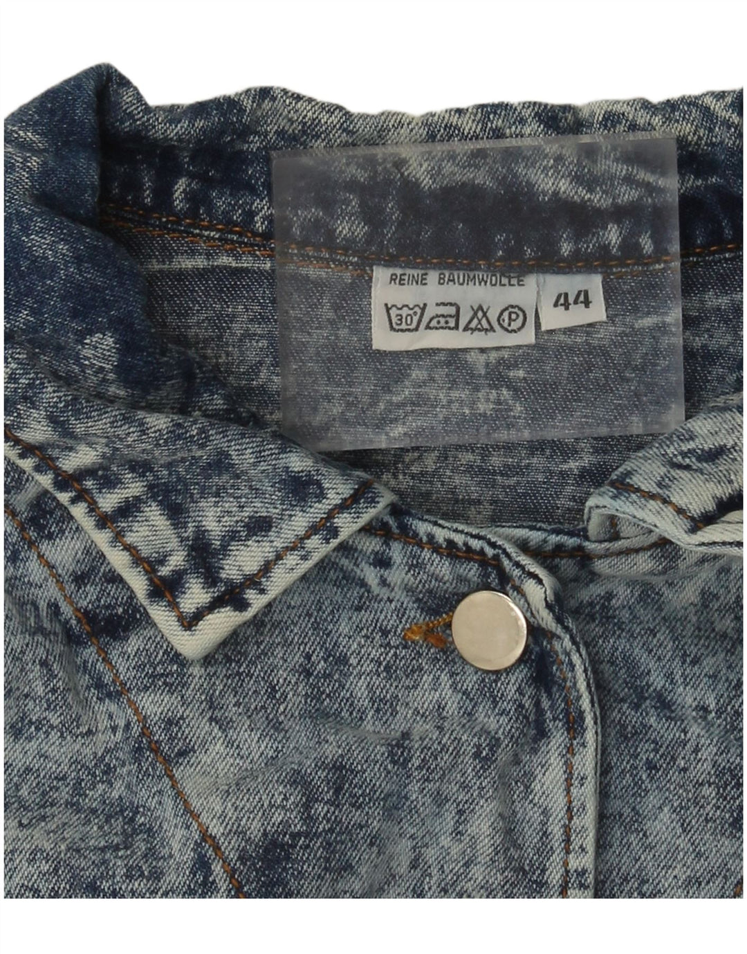 vintage Womens Crop Veste en denim surdimensionnée IT 44 Coton bleu moyen