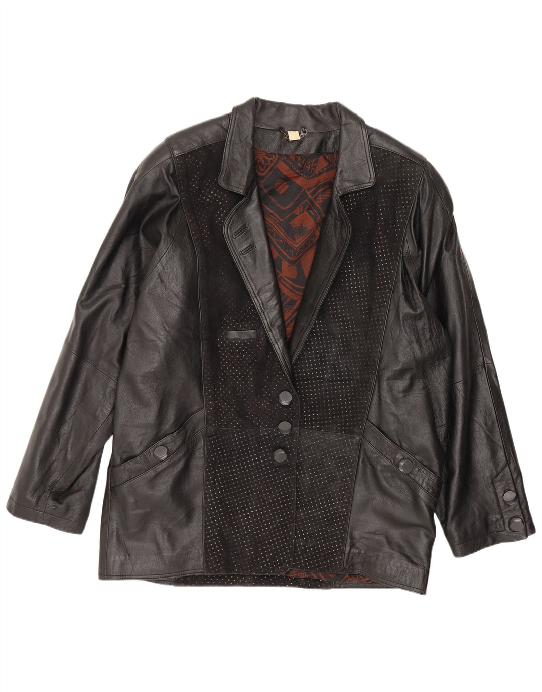 Veste en cuir femme vintage UK 14 Cuir noir moyen