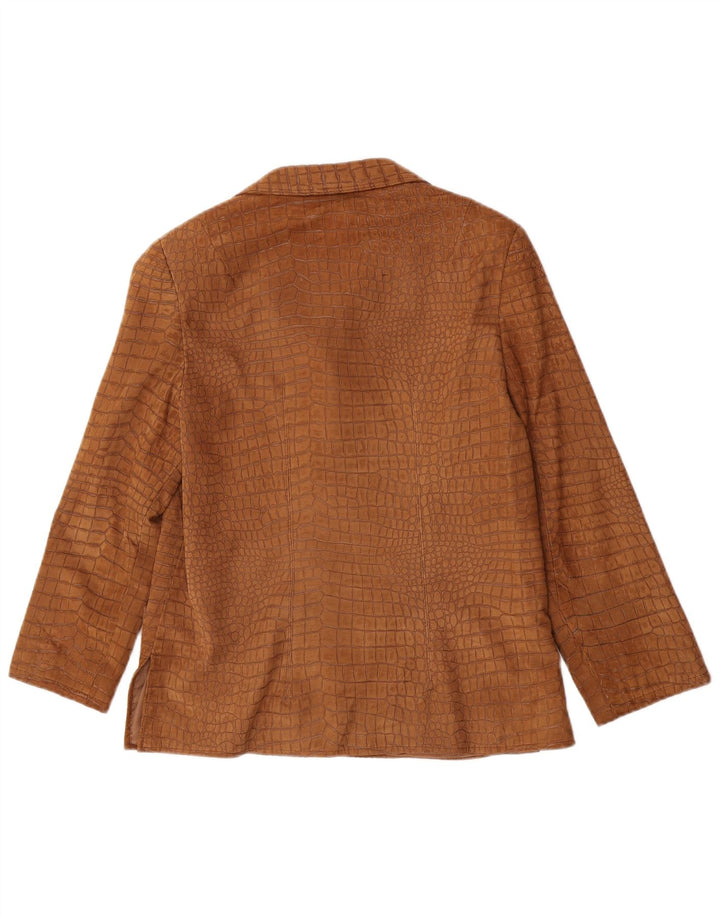 vintage Femme 4 Bouton Blazer Veste UK 12 Moyen Brun Animal Print