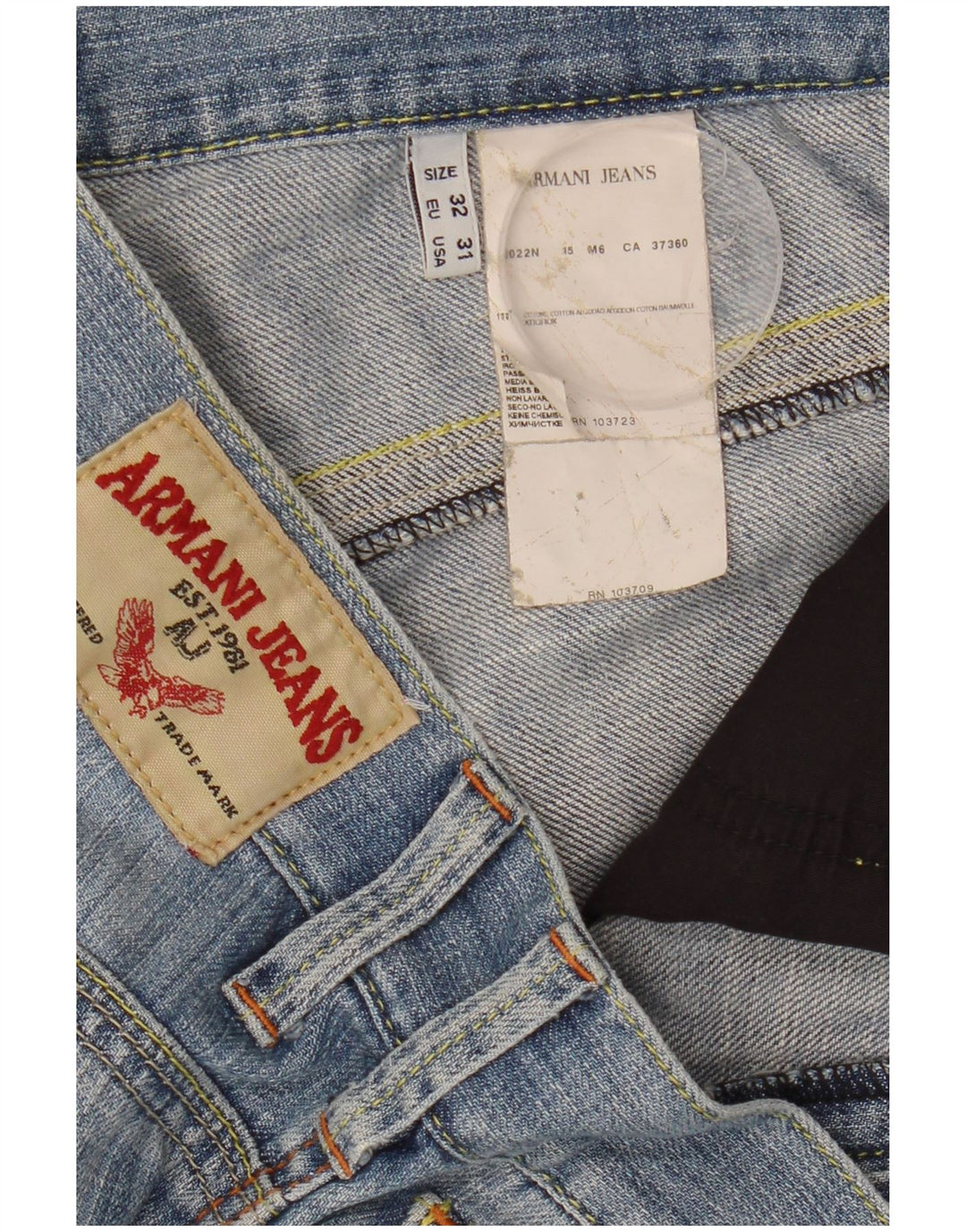 Armani Jeans Slim en détresse pour hommes W32 L34 coton bleu