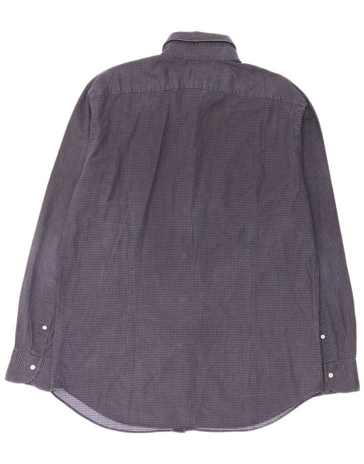BOOGIE Chemise Milano Homme Coupe Sur Mesure 2XL Bleu Marine Pied-de-Poule Coton