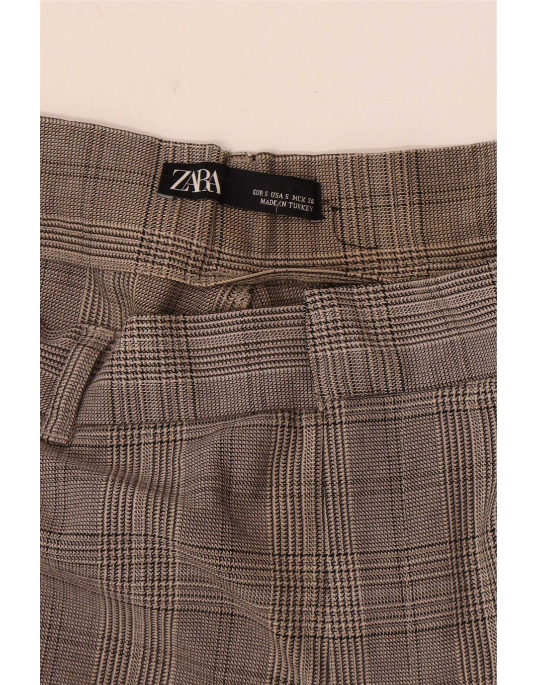 Zara Pantalon Chino Slim Femme Petit W26 L25 Gris Carreaux