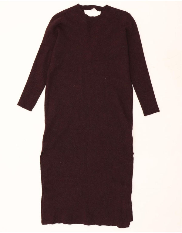 Cos Robe pull à manches longues pour femme UK 10 Petite laine bordeaux