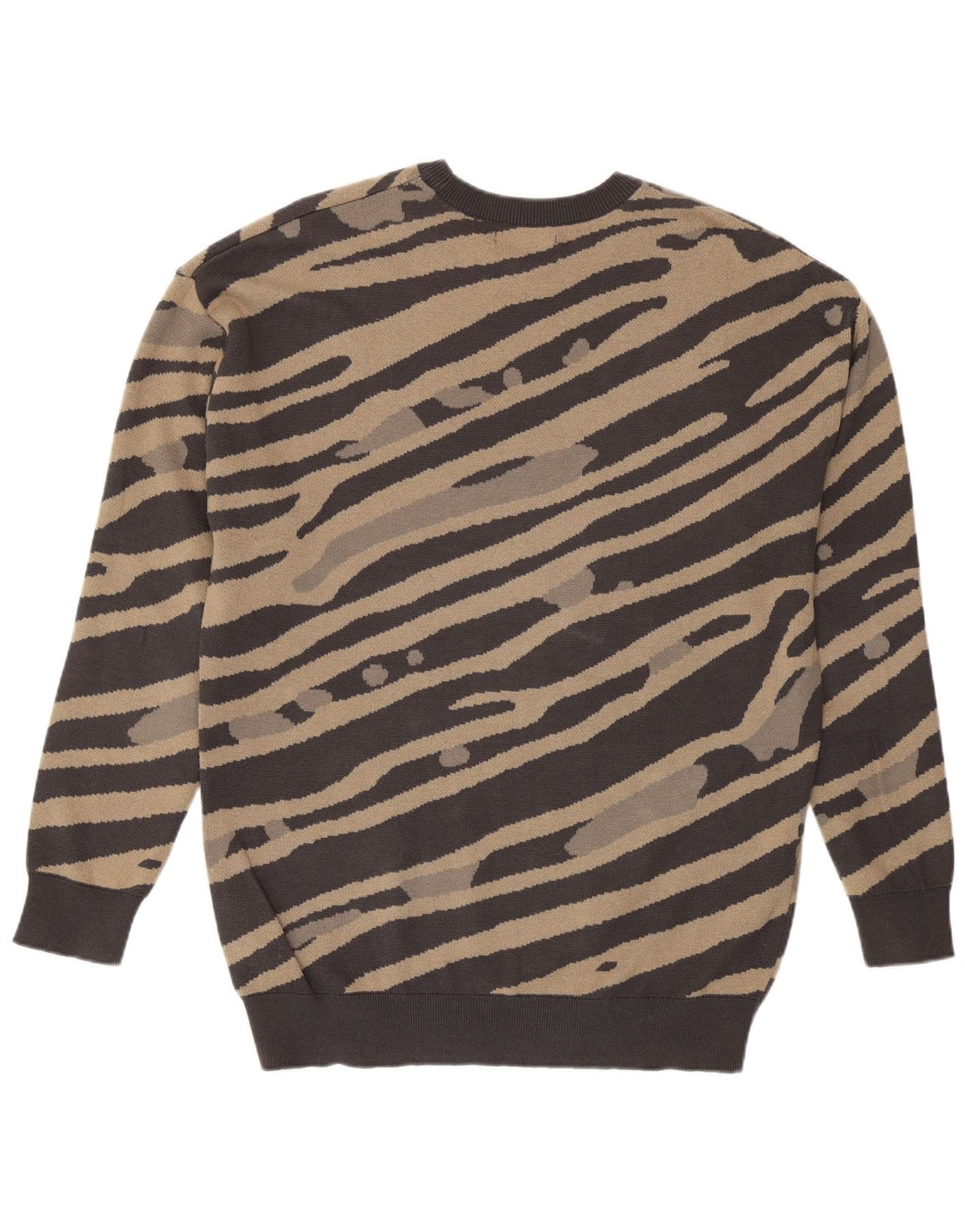 Zara Homme Sweatshirt Jumper Petit Coton Rayé Marron