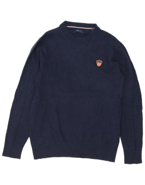 Gant Pull ras du cou pour homme en laine d'agneau bleu marine Small