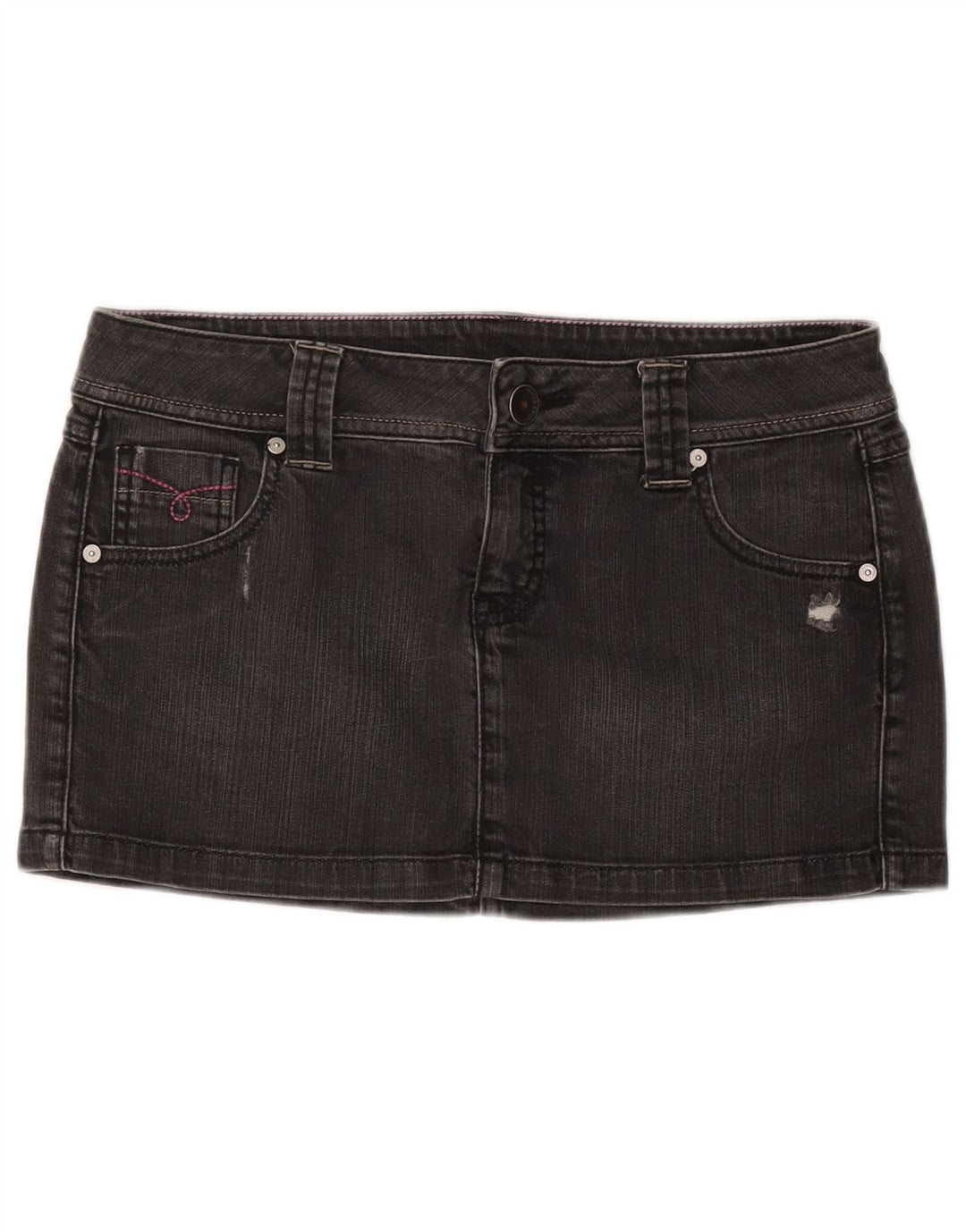 BENETTON Jupe en jean vieilli pour femme IT 44 Medium W30 Gris Coton