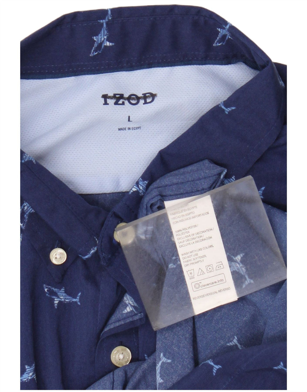 Izod Chemise à manches courtes pour hommes à motif abstrait grand bleu en polyester