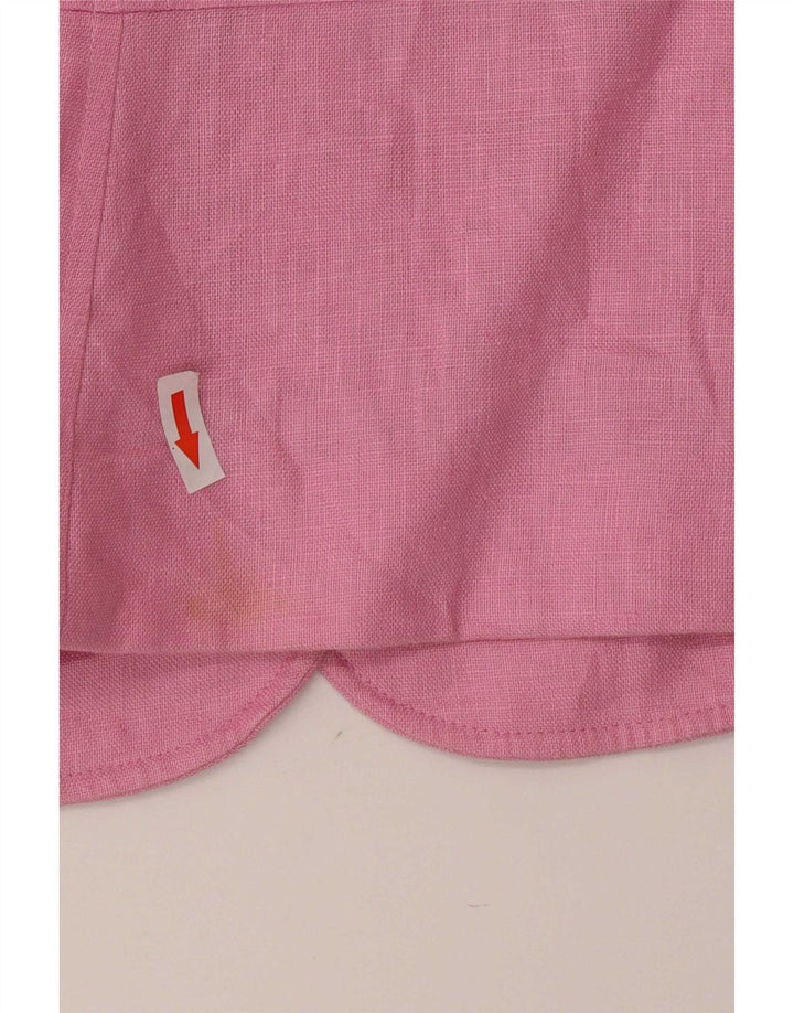 Chaps Veste Blazer 4 Boutons à Manches 3/4 pour Femme UK 18 XL Lin Rose