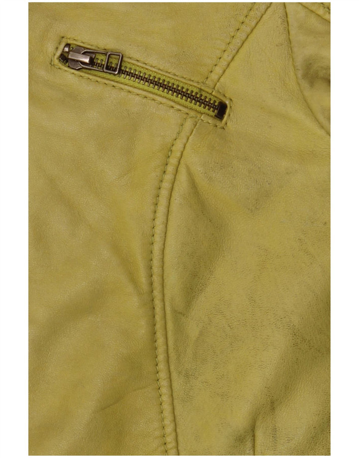 Freaky Nation Veste en cuir pour femme UK 10 Petit cuir vert