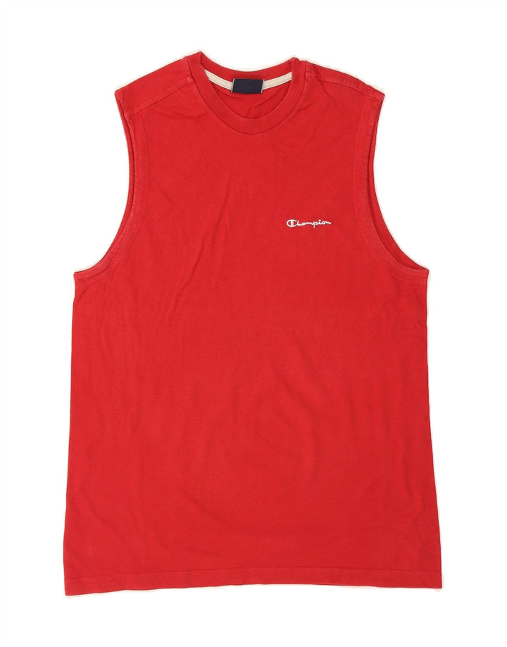 CHAMPION Womens Vest Top UK 14 Large Red Cotton Vintage Champion and Second-Hand Champion from Messina Hembry 