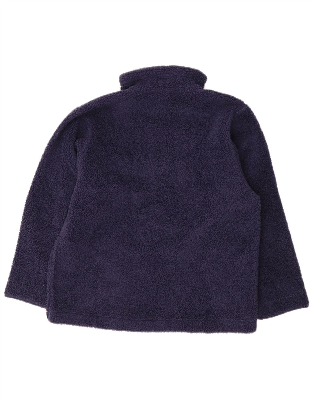VINTAGE Femme Zip Neck Fleece Jumper UK 16 Grand Bleu Marine Fair Isle
