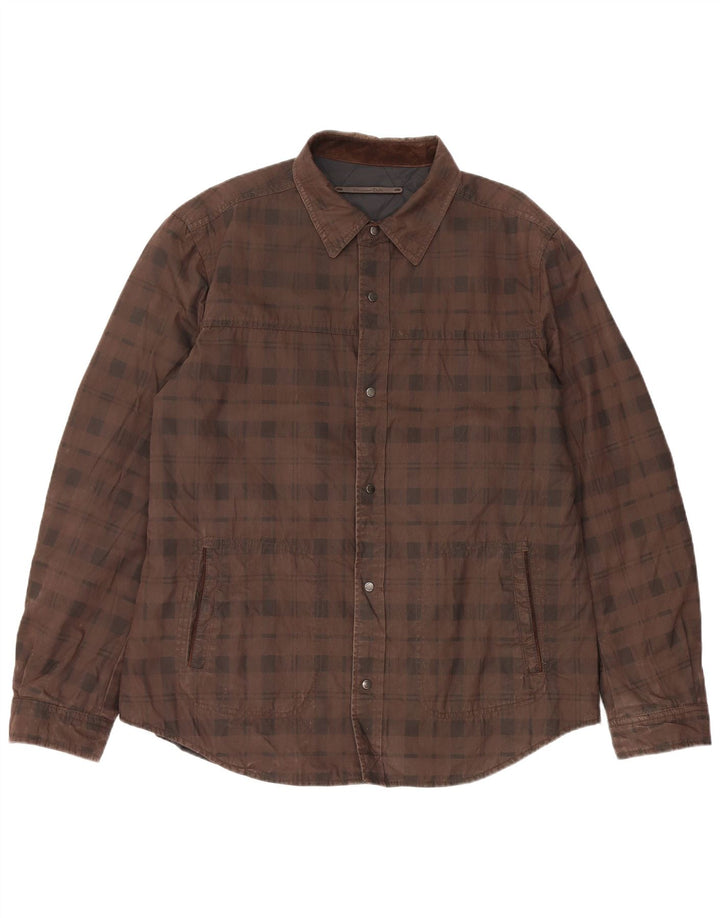 Massimo Dutti Surchemise réversible pour homme 2XL en nylon à carreaux marron