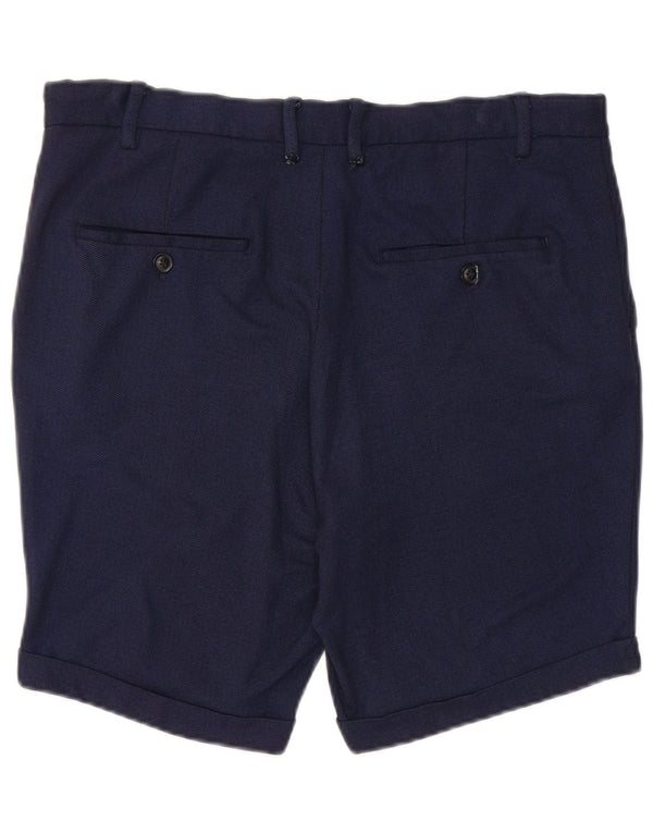 Zara Short Chino Homme EU 42 Large W32 Bleu Marine Viscose