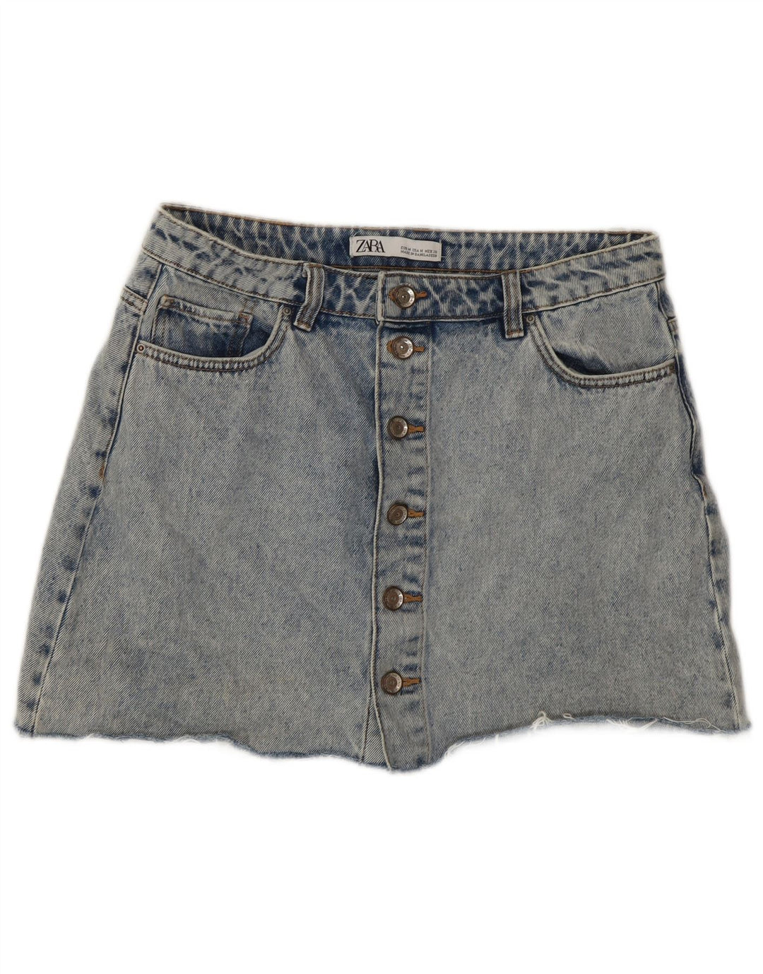 Zara Femme Mini Jupe En Jean Délavé À L'acide Moyen W28 Bleu