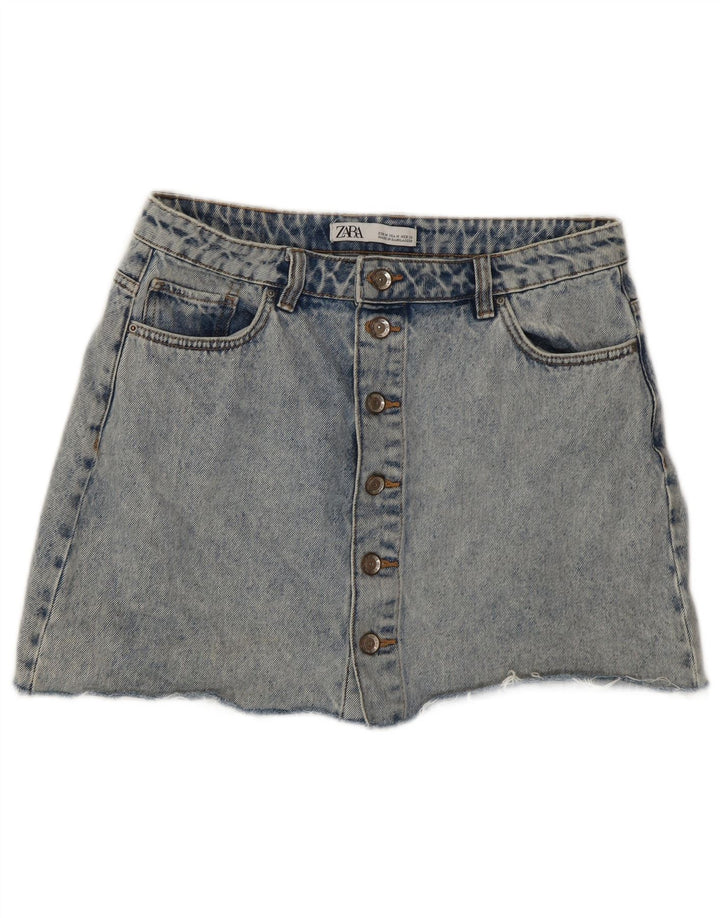 Zara Femme Mini Jupe En Jean Délavé À L'acide Moyen W28 Bleu
