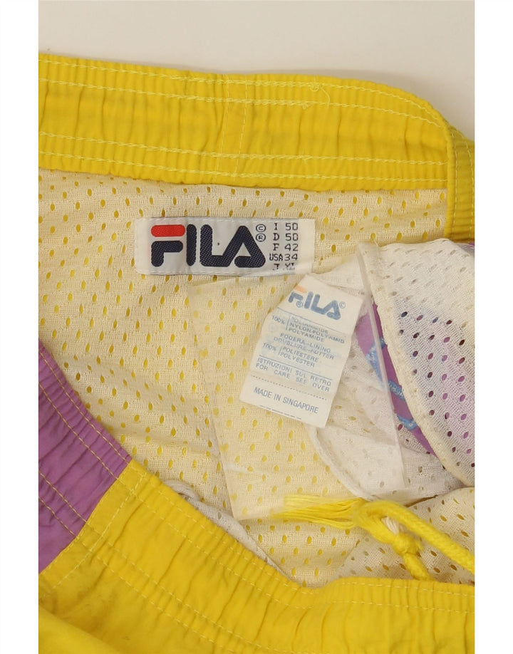 FILA Short de Bain Graphique IT 50 Homme Jaune Colorblock Large