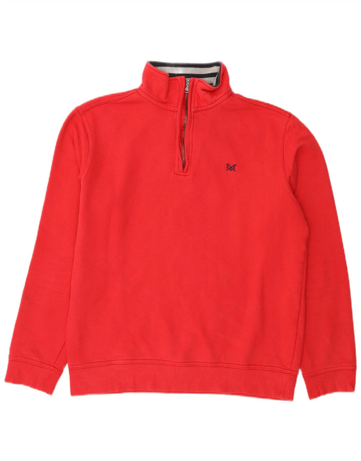 Crew Clothing Sweat-shirt à col zippé pour homme en coton rouge moyen