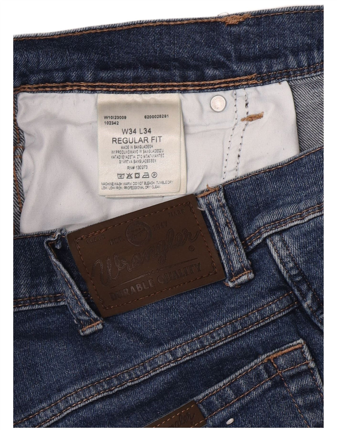 Wrangler Jean droit coupe régulière pour homme W34 L34 bleu coton
