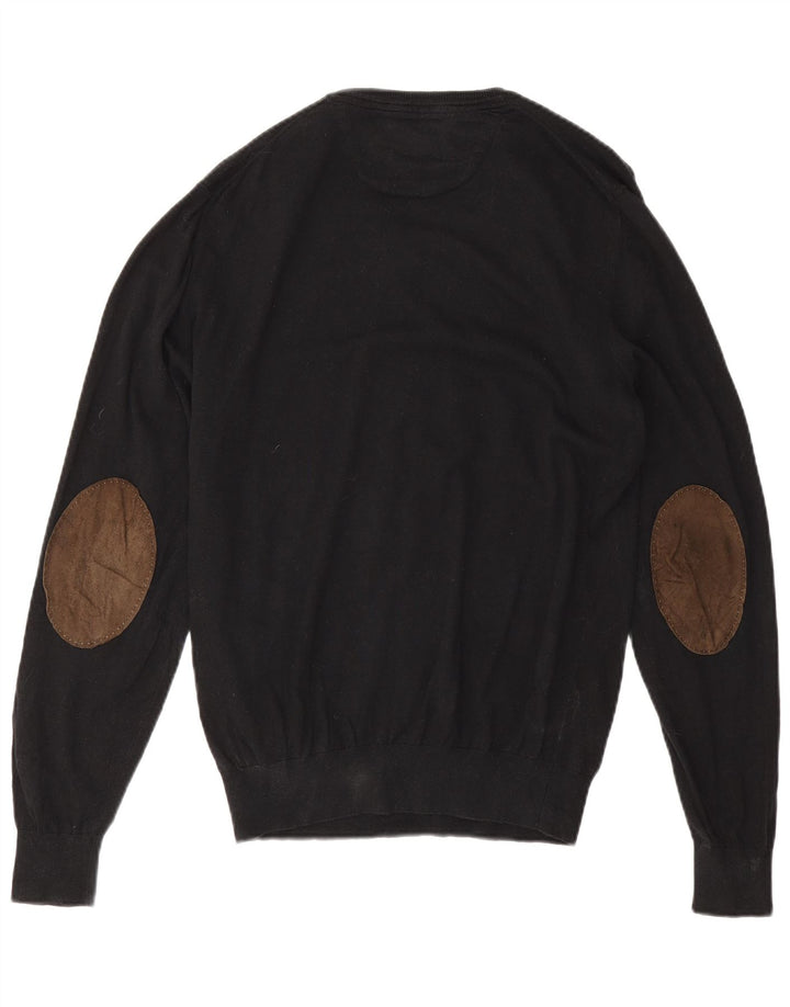 Massimo Dutti Pull col V Homme XL Noir Coton