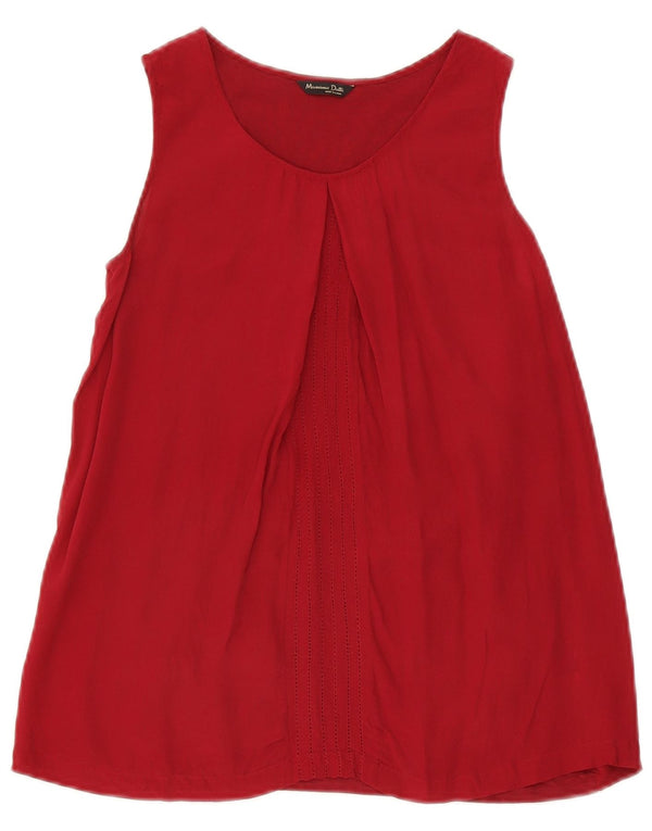 Massimo Dutti Chemisier sans manches pour femme UK 10 Petit Rouge