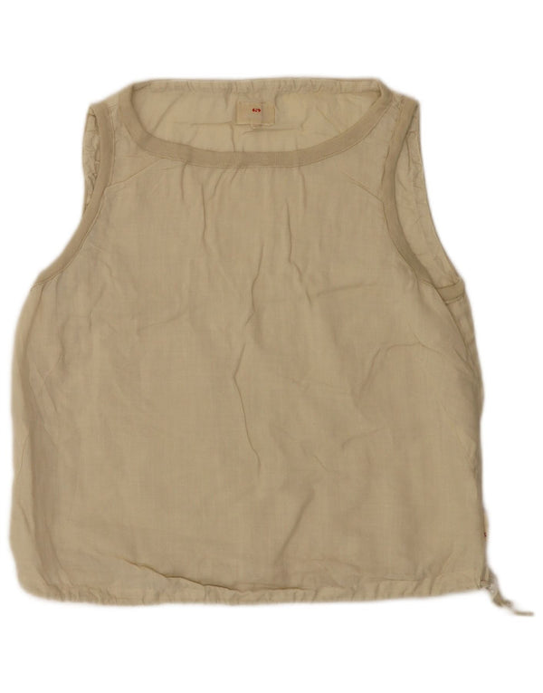 Superga Femme Blouse Sans Manches Top IT 48 XL Beige Lin