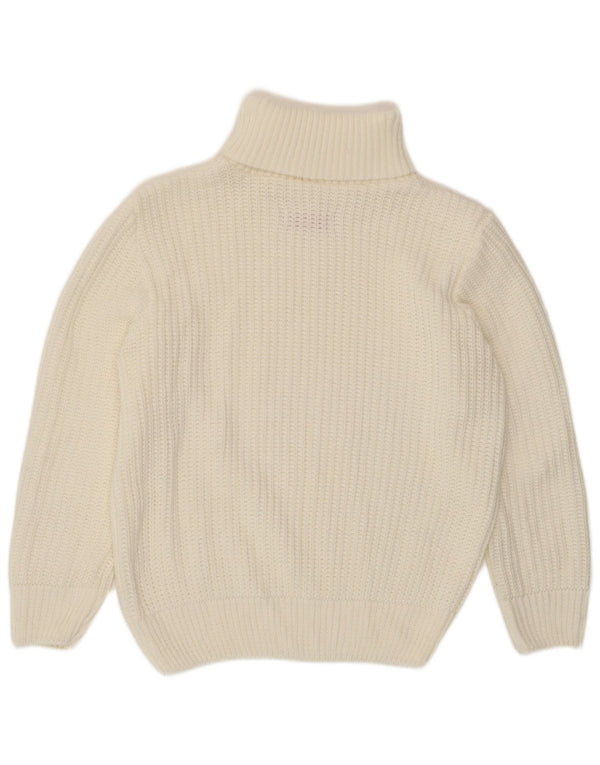 vintage Femmes Roll Neck Jumper Pull UK 14 Grande Viscose Blanche