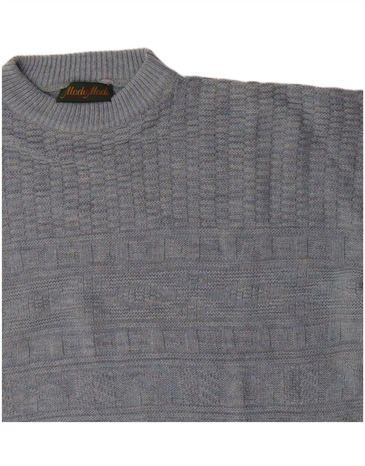 vintage Mens Crew Neck Jumper Pull XL Gris