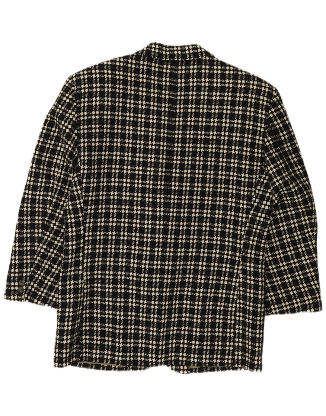 VINTAGE Veste Blazer 3 Boutons Homme IT 48 Laine Pied-de-Poule Noir Moyen