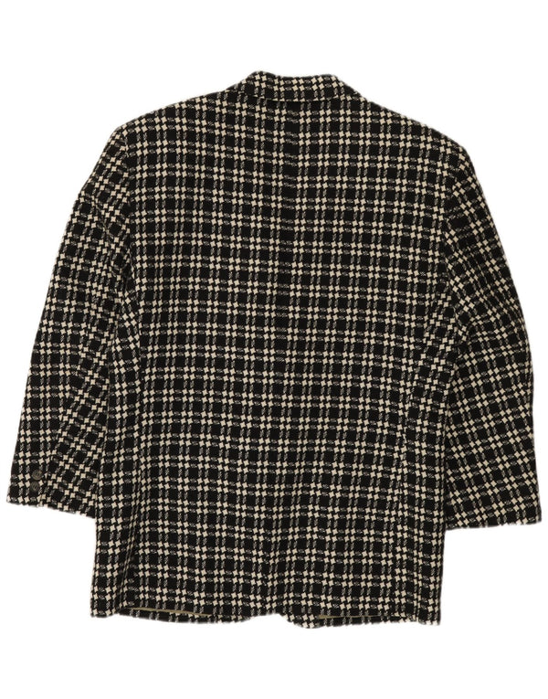 VINTAGE Veste Blazer 3 Boutons Homme IT 48 Laine Pied-de-Poule Noir Moyen