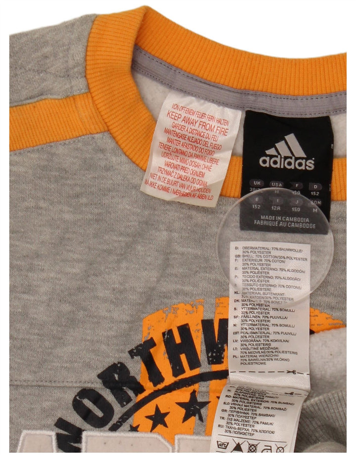 ADIDAS Sweatshirt Graphique Fille 11-12 ans Gris Moucheté Coton