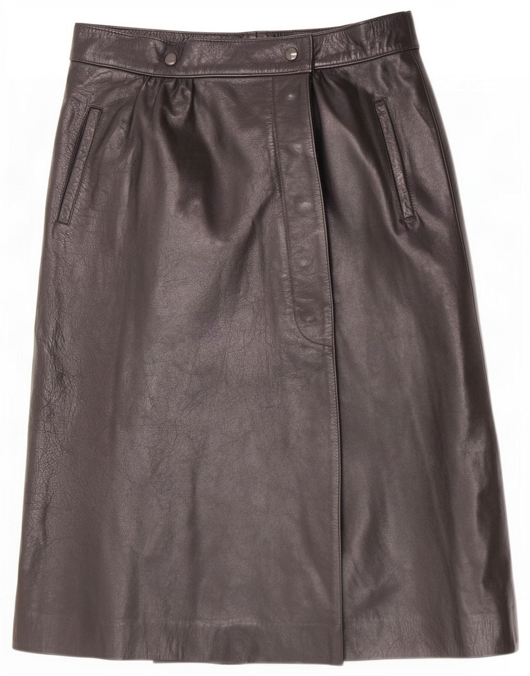 jupe en cuir portefeuille femme vintage W28 noir moyen
